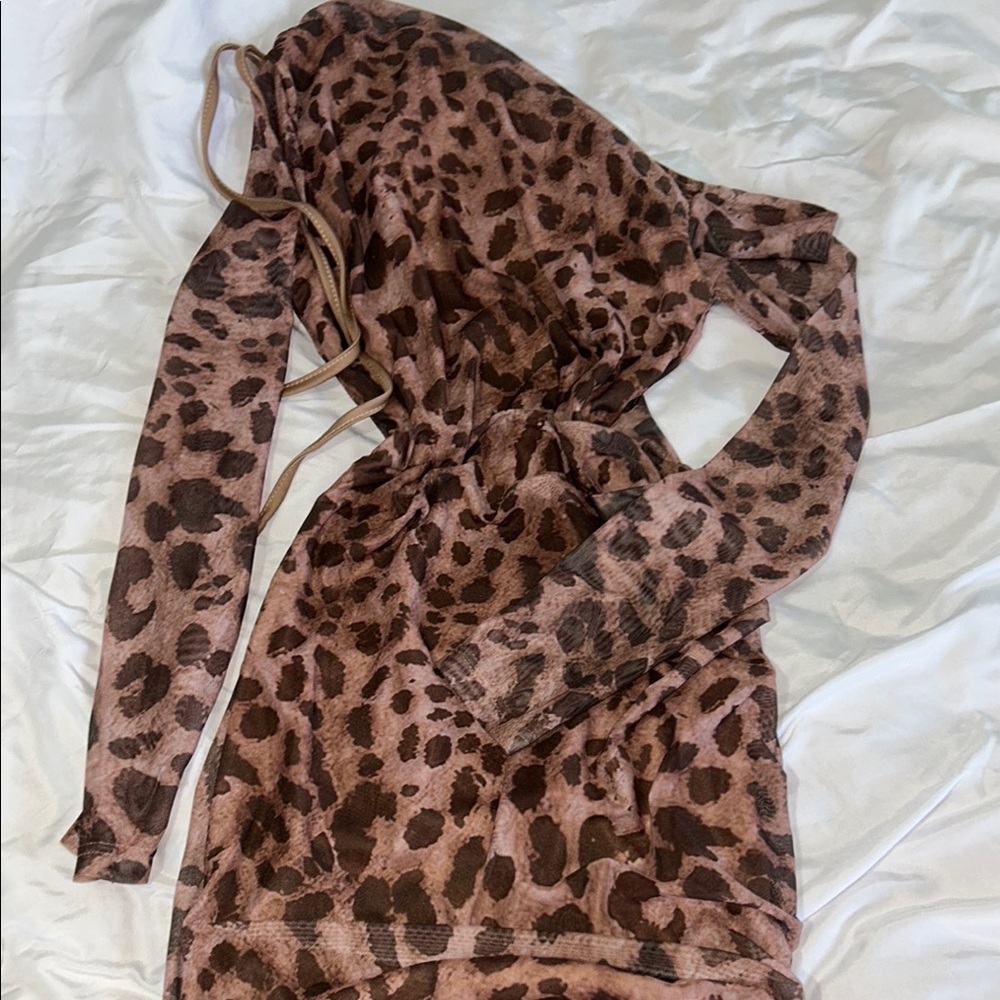 Leopard Print Long Sleeve Dress